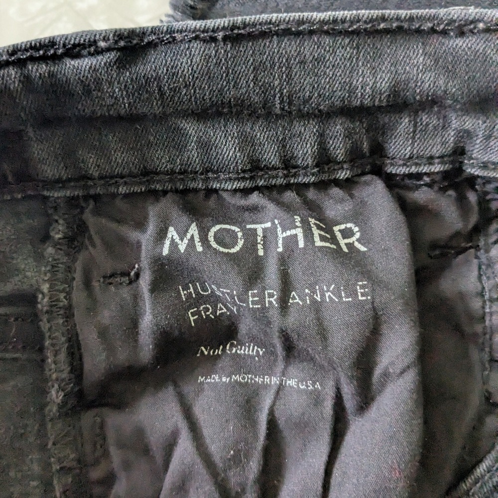 MOTHER Hustler Ankle Fray Jeans Not Guilty Washed Black Flare Size 26 - Picture 5 of 12